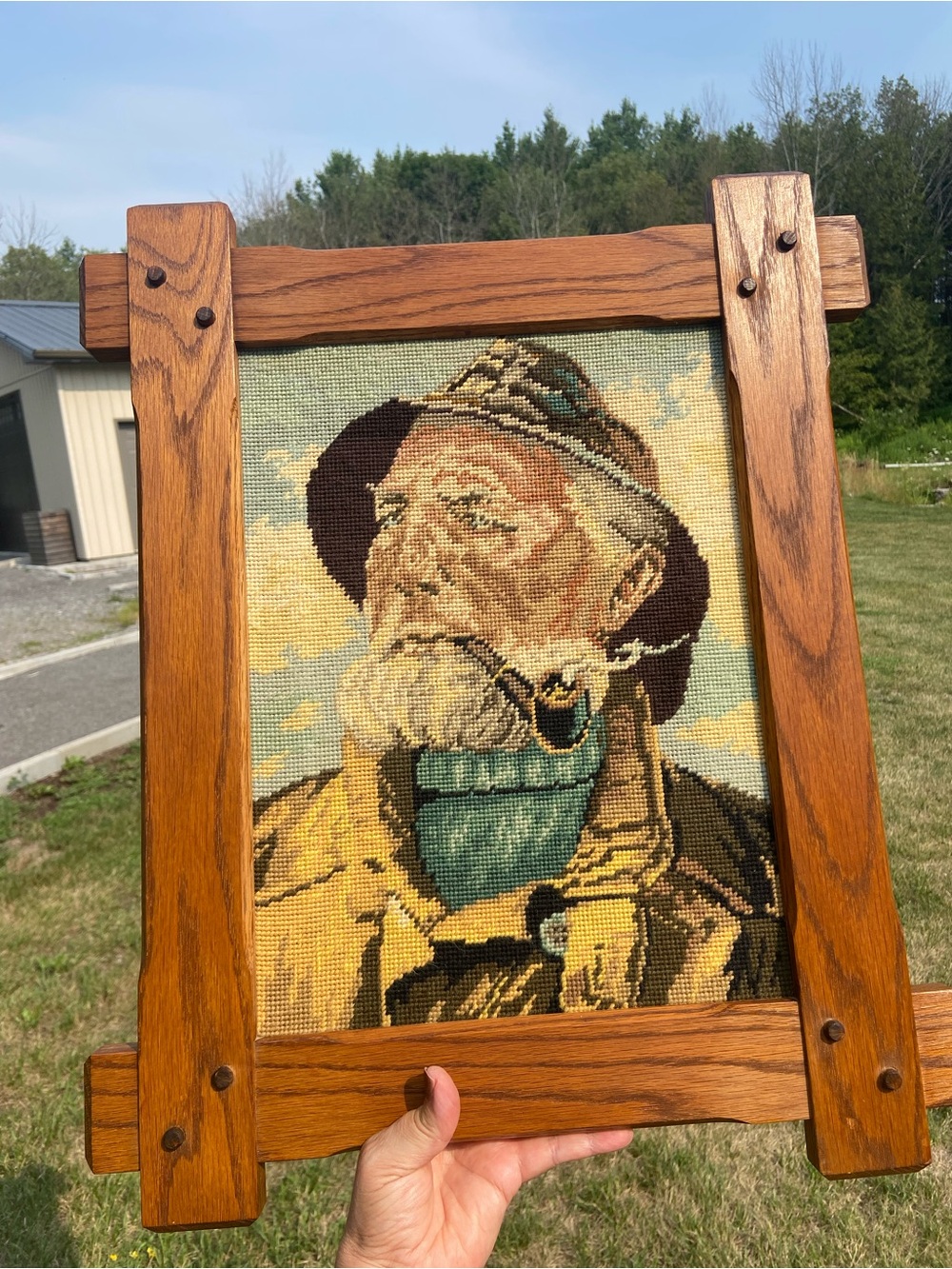 Vintage Framed Needlepoint of “The Fisherman”